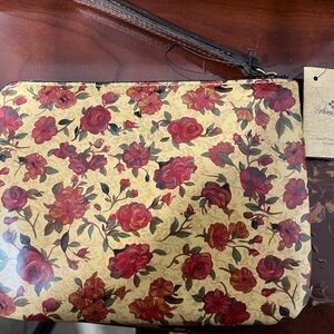 Patricia Nash Red and Cream Floral Clutch